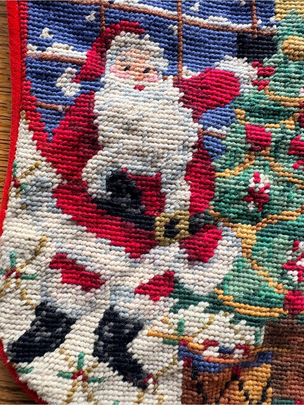 VTG Christmas Santa Needlepoint “Ho Ho Ho” Stocking - Picture 7 of 11